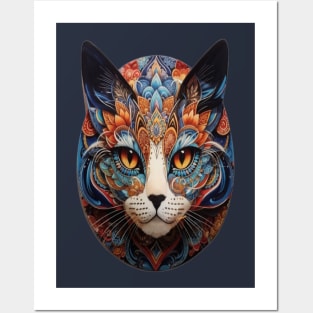 cat  Mandala Animal Ilustration Posters and Art